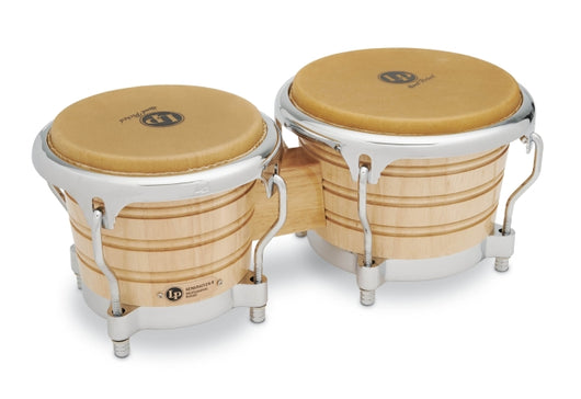 LP LP201AX-2 7-1/4“ and 8-5/8” Bongos - Natural with Chrome Hardware - Generation II 7-1/4“