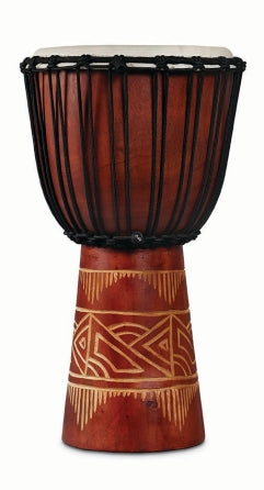 WORLD BEAT WOOD ART MED DJEMBE RED/NAT - World Beat Wood Art