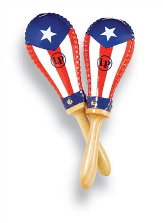 LP Salsa Rawhide Maracas Puerto Rico Flag, Pair - Salsa Rawhide Maracas