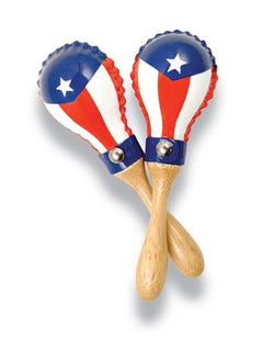 LP Mini Rawhide Maracas Puerto Rico Flag, Pair - Mini Rawhide Maracas