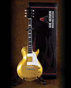 Classic Gold Finish Electric Guitar Model - Miniature Guitar Replica Collectible