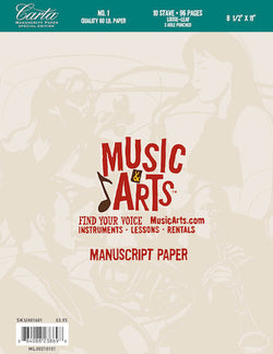 Music & Arts Custom Carta Pad 1 Looseleaf 8.5 X 11 96 Pages 10 Staves