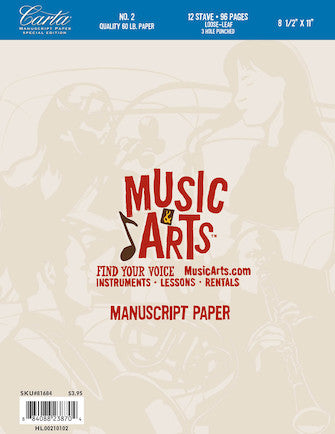 Music & Arts Custom Carta Pad 2 Looseleaf 8.5 X 11 96 Pages 12 Staves