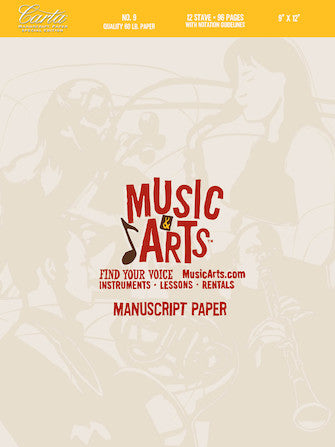 Music & Arts Custom Carta Pad 9 Spiralbound Book, 9 X 12 96 Pages, 12 Staves