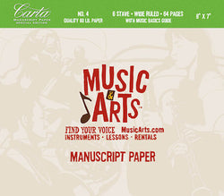 Music & Arts Custom Carta Pad 4 Spiralbound Book, 8 X 7 64 Pages, 6 Wide Staves