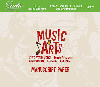 Music & Arts Custom Carta Pad 4 Spiralbound Book, 8 X 7 64 Pages, 6 Wide Staves