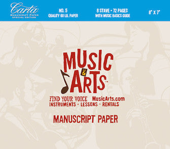 Music & Arts Custom Carta Pad 5 Spiralbound Book, 8 X 7 72 Pages, 8 Staves