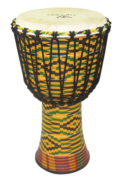 10″ Fiberglass Djembe – Rope Tuned - Kente Finish