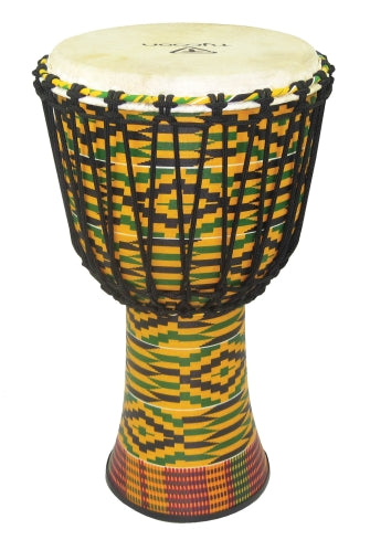 10″ Fiberglass Djembe – Rope Tuned - Kente Finish