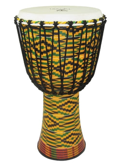 12″ Fiberglass Djembe – Rope Tuned - Kente Finish