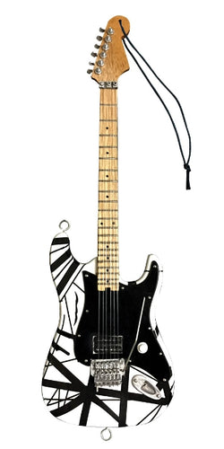 Eddie Van Halen – “Franky” (White/Black) 6″ Holiday Ornament - Artist Approved Miniature Guitar Replica
