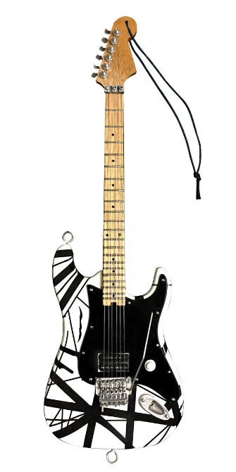 Eddie Van Halen – “Franky” (White/Black) 6″ Holiday Ornament - Artist Approved Miniature Guitar Replica