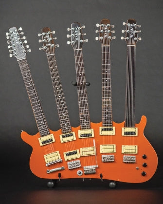 Rick Nielsen™ 5-Neck Orange Monster Model - Miniature Guitar Replica Collectible