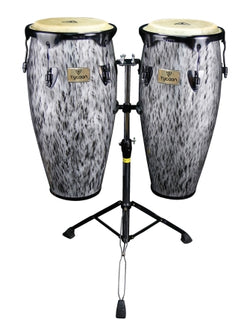 Kinetic Steel Series Congas – Black Powder with Double Stand - 10″ & 11″