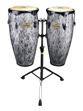 Kinetic Steel Series Congas – Black Powder with Double Stand - 10″ & 11″