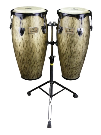 Kinetic Gold Series Congas – Black Powder with Double Stand - 10″ & 11″