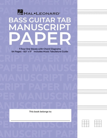 Bass Guitar Tablature Manuscript Paper (Purple Cover)