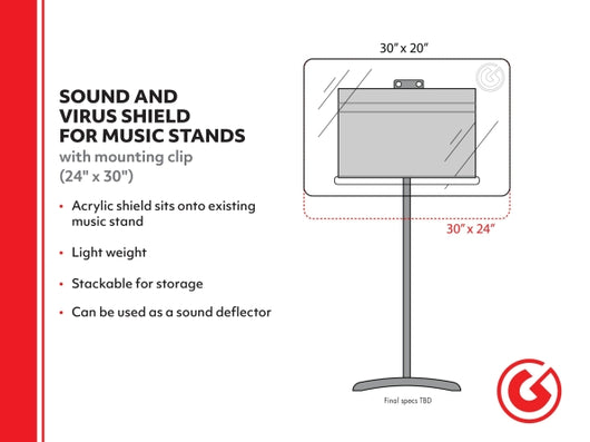 Clear Plexiglass Expander for Music Stand - 5-Pack Clear 24“ X 30” Panel With Clips
