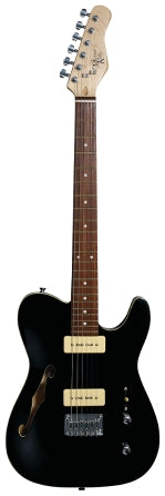 59 Thinline Electric Guitar with Gloss Black Finish - Includes P90 Pickups and “F” Holes