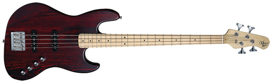 Element 4 Electric Bass – Trans-Red Finish - With Open Pore Maple Fretboard