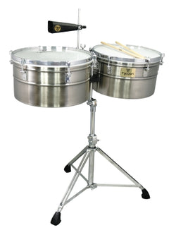 Deep-Shell Brushed Chrome Timbales - 15″ & 16″ Set