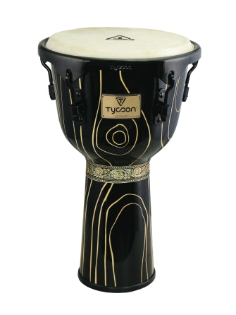 Supremo Select Cyclone Series Djembe - 12″ Key-Tuned Djembe with Black Powder-Coated Hardware