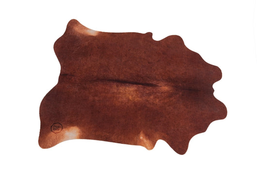 Vegan Cow Drum Rug - 6' X 5.25' Betsy Red Brown