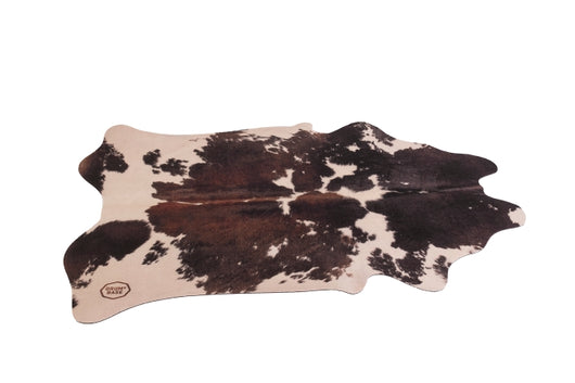 Vegan Cow Drum Rug - 6' X 5.25' “Clara” Black/White