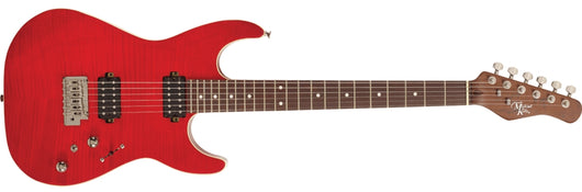 62 Flame Solid Body Electric Guitar - Transparent Red