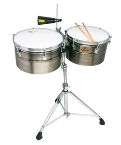 Deep-Shell Brushed Chrome Finish Timbales - 14″ & 15″