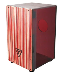 29 Series Cherry Red Acrylic Cajon – Black Makah Burl Front Plate