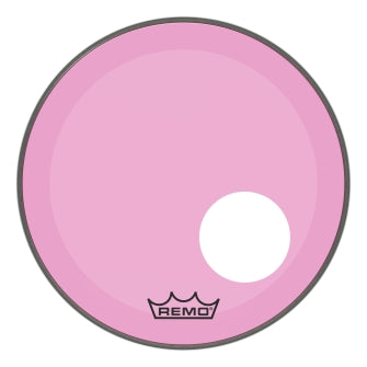 Powerstroke® P3 Colortone™ Pink Skyndeep® Drumhead with 5″ Offset Hole - Bass Resonant 18″ Model