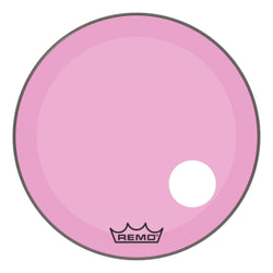 Powerstroke® P3 Colortone™ Pink Skyndeep® Drumhead with 5″ Offset Hole - Bass Resonant 26″ Model