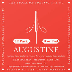 Classic/Red – Medium Tension Nylon Guitar Strings - 12 Pack of B (2nd) Strings