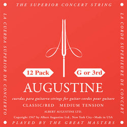 Classic/Red – Medium Tension Nylon Guitar Strings - 12 Pack of G (3rd) Strings