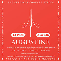 Classic/Red – Medium Tension Nylon Guitar Strings - 12 Pack of A (5th) Strings