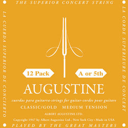 Classic/Gold – Medium Tension Nylon Guitar Strings - 12 Pack of A (5th) Strings