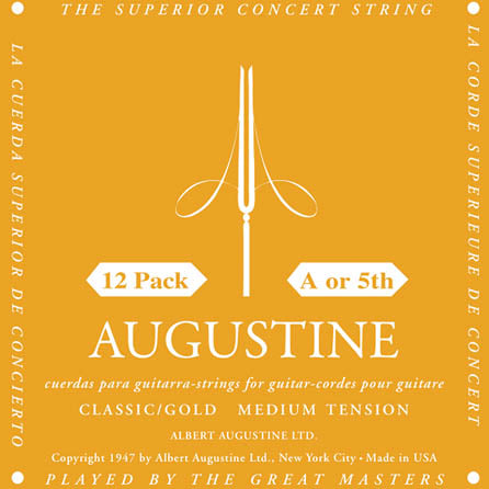 Classic/Gold – Medium Tension Nylon Guitar Strings - 12 Pack of A (5th) Strings