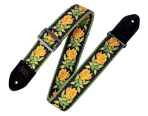 Woven Cotton Guitar Strap – Yellow Rosa - Print Series – 2″ Wide