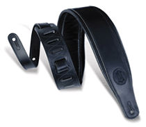 Veg-Tan Leather Guitar Strap – Black - Signature Series – 3″ Wide