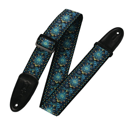 '60s Hootenanny Jacquard Weave Guitar Strap – Blue, Black & Yellow - Print Series – 2″ Wide