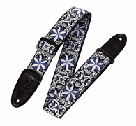 '60s Hootenanny Jacquard Weave Guitar Strap – Floral Blue - Print Series – 2″ Wide