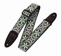 '60s Hootenanny Jacquard Weave Guitar Strap – Floral Green - Print Series – 2″ Wide