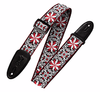 '60s Hootenanny Jacquard Weave Guitar Strap – Floral Red - Print Series – 2″ Wide