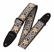 '60s Hootenanny Jacquard Weave Guitar Strap – Floral Yellow - Print Series – 2″ Wide