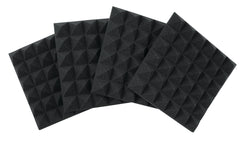 Four Pack of 2″-Thick Acoustic Foam Pyramid Panels 12″x12″ - Charcoal