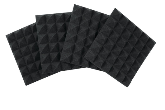 Four Pack of 2″-Thick Acoustic Foam Pyramid Panels 12″x12″ - Charcoal