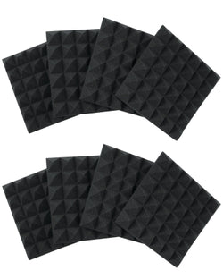Eight Pack of 2″-Thick Acoustic Foam Pyramid Panels 12″x12″ - Charcoal