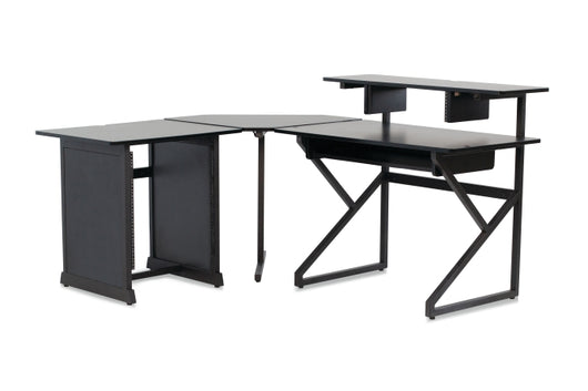 Content Creator Furniture Series Desk Set with Main Desk, Corner Section - Black Finish