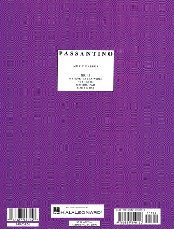 Writing Pad No. 15: 6-Stave (Extra Wide) - Passantino Manuscript Paper